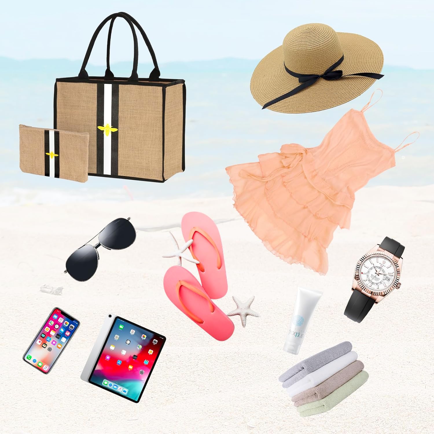 Large Beach Bag Jute Woven Tote - Image 8