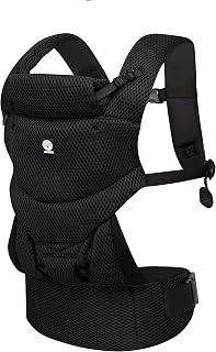Dooky Urban Comfort Ergonomic Baby Carrier (suitable from birth 0-3 years and 3.5-15 kg, breathable material, three different wearing options), colour: black