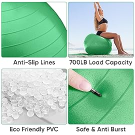 APEXUP Yoga Ball Exercise Ball Anti Slip Heavy Duty for Fitness, Balance & Core Workout (XXL(31~34) 85cm, Dark Green)