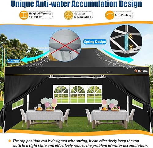 Miniatura 4 de HOTEEL Carpa Emergente de 10 x 15 para Fiestas, Carpa Resistente de Fácil Instalación con 4 Paredes Laterales, Gazebo Instantáneo Comercial al Aire