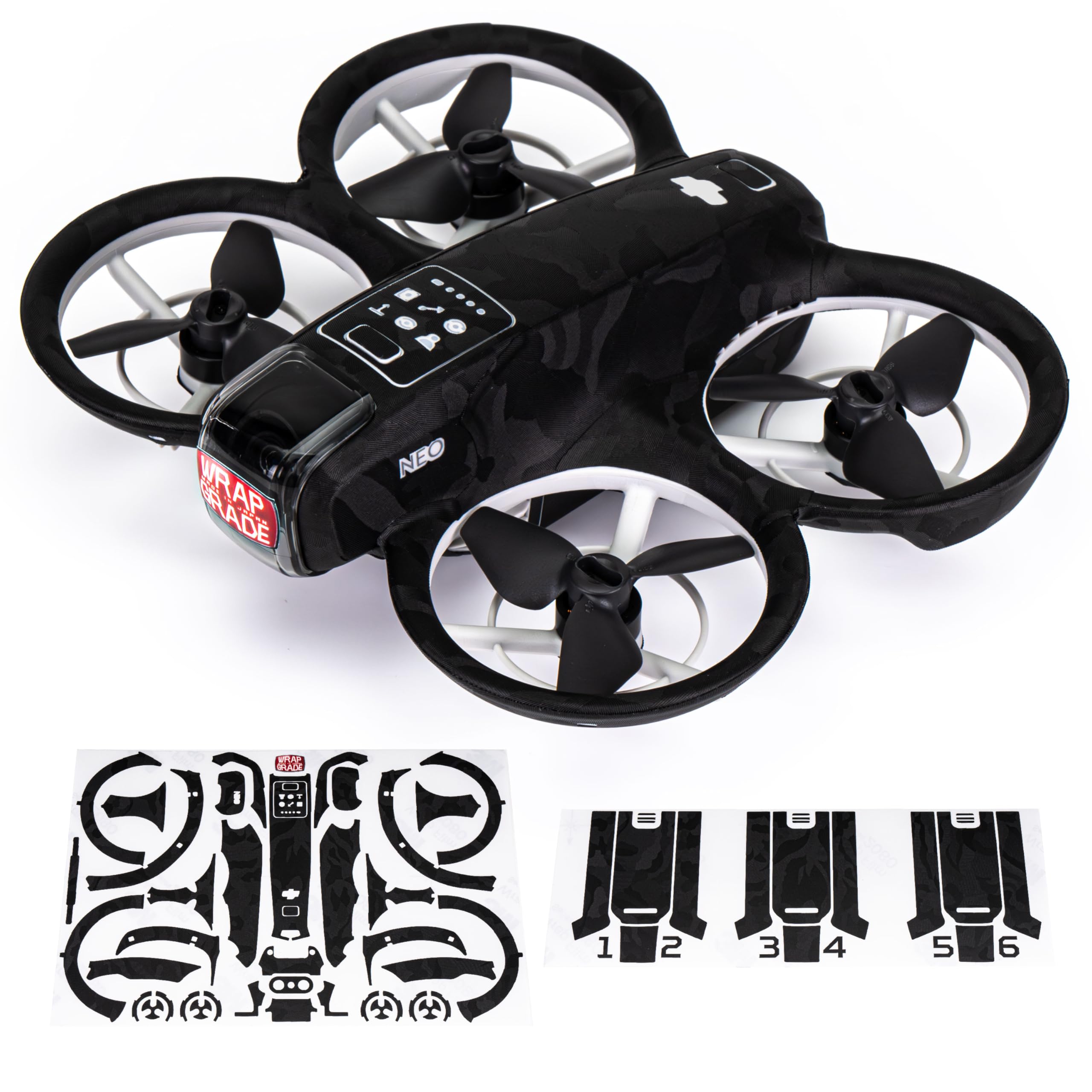 WRAPGRADE Skin Sticker Compatible with DJI NEO Full Wrap (Black Bumpy Camo)