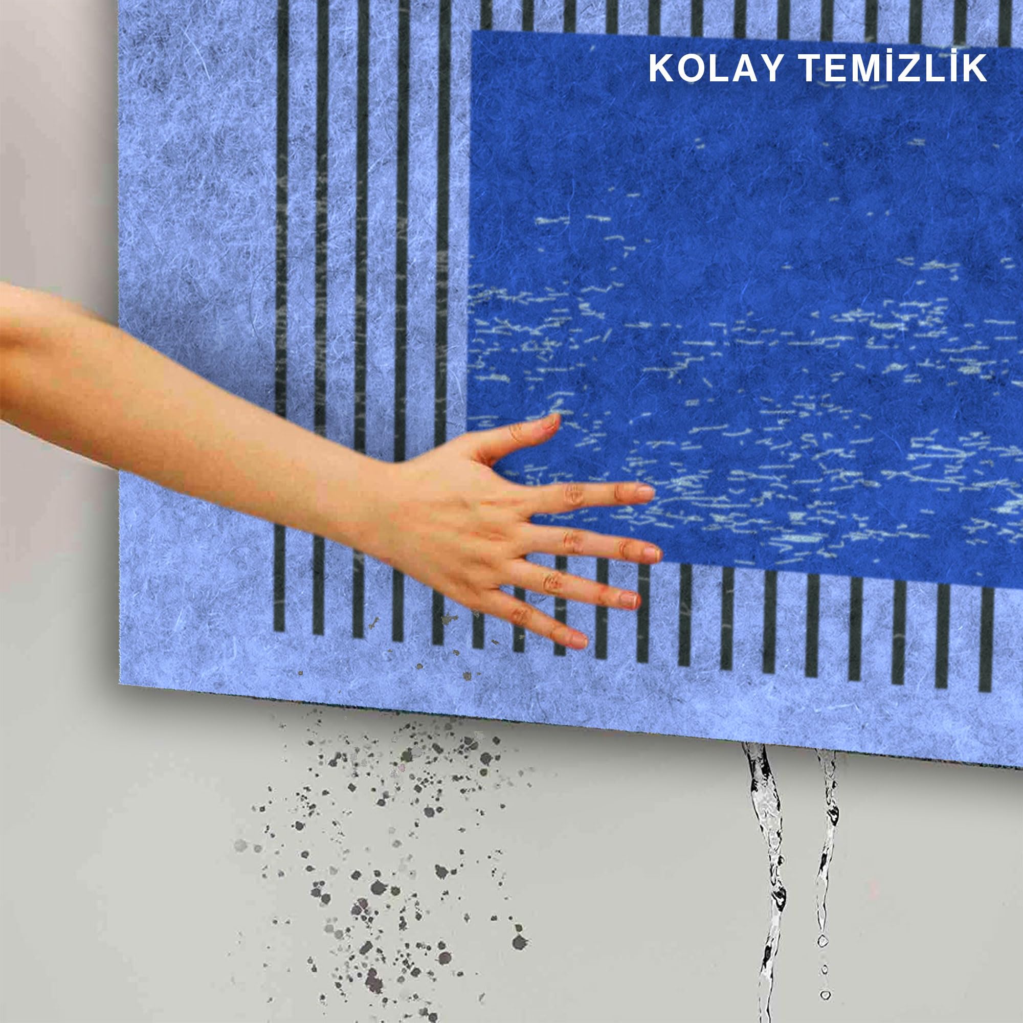 MONNHEIN Kapı Önü Paspası - Modern ve Şık Kapı Paspası | Ev, Ofis ve Dış Mekân Kullanımı İçin (Mavi Minimal)