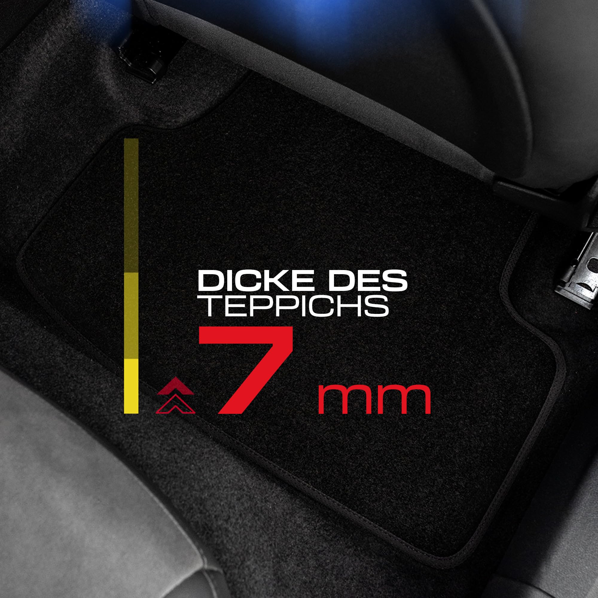 Set Di 4 Tappetini In Velluto Per Mazda 3 II (2009-2013) Con Protezione Tallone E Fissaggi Rotondi