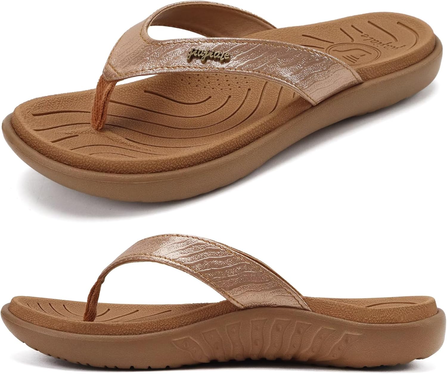 jiajiale Womens Fashion Orthotic Flip Flops Ladies Slip On Lightweight Comfortable Thick Cushion Yoga Mat Thong Sandals With Plantar Fasciitis Arch Support