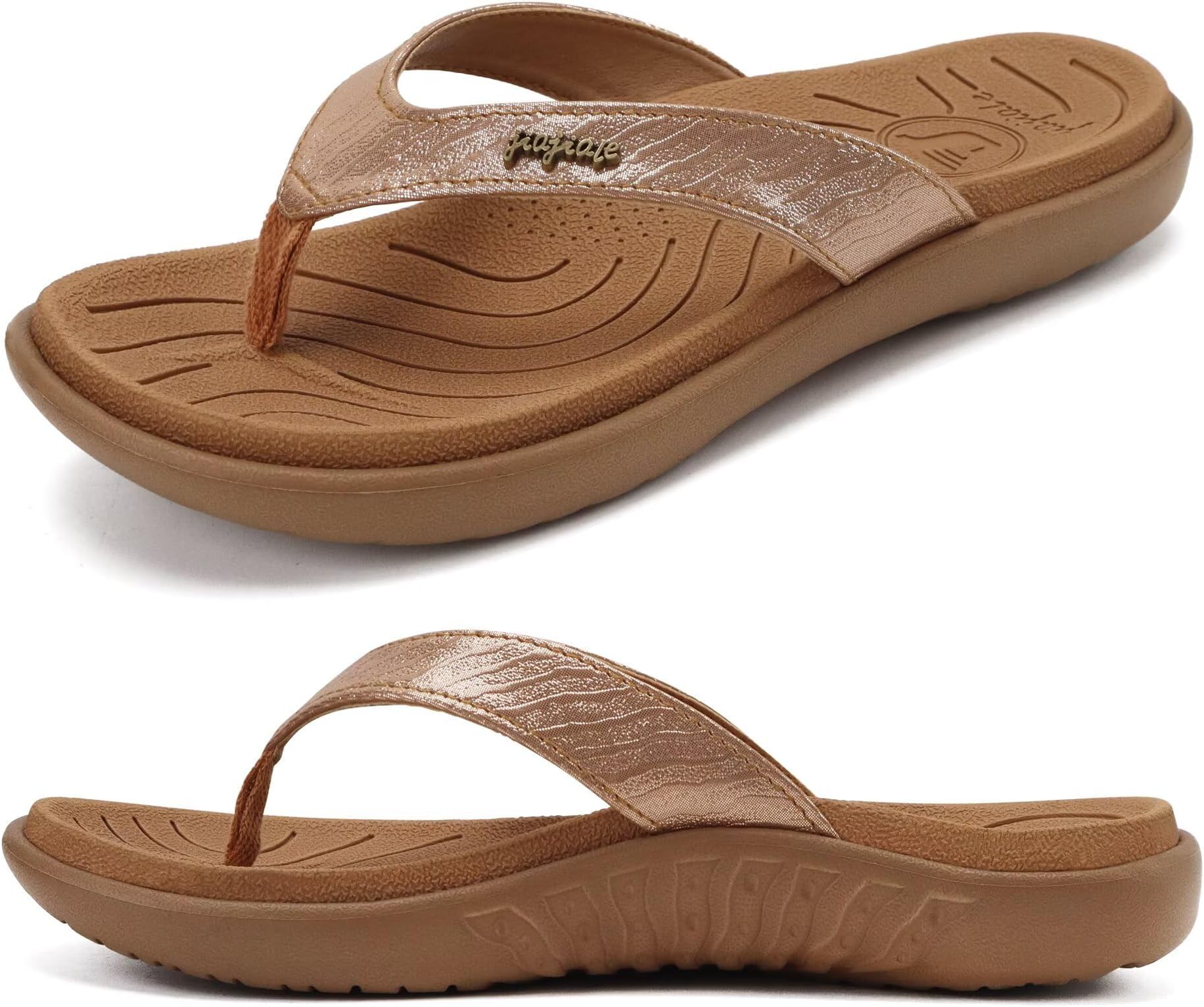 Womens Fashion Orthotic Flip Flops Ladies Slip On Lightweight Comfortable Thick Cushion Yoga Mat Thong Sandals With Plantar Fasciitis Arch Support