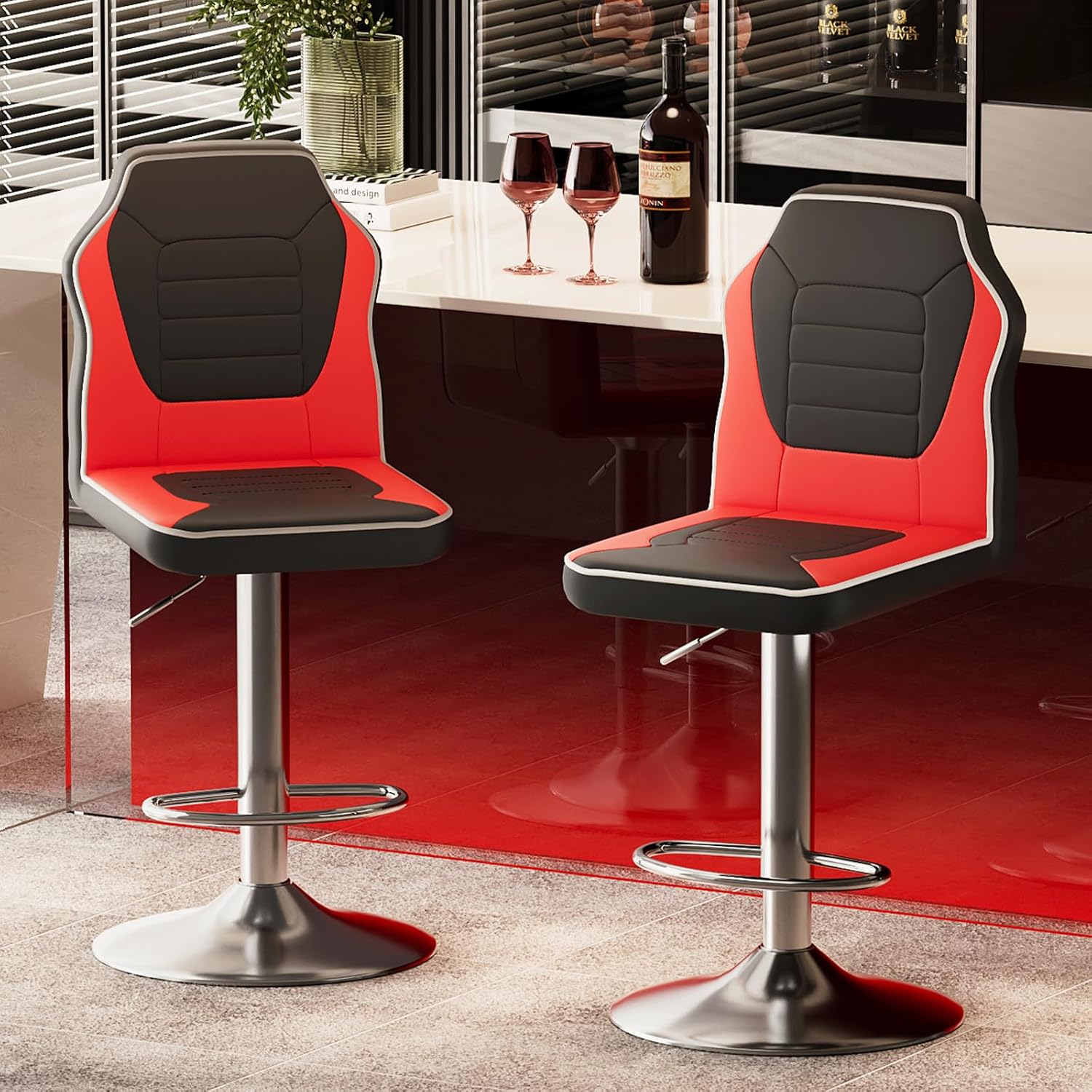 Amazon.com: SFIHOME Racing Style Bar Stools Set of 2, Adjustable ...