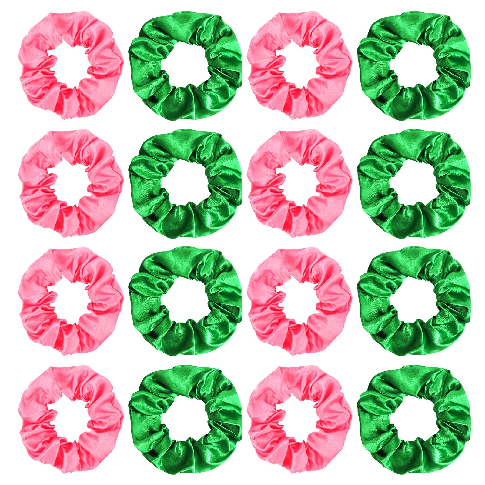 16 Pcs Satin Scrunchies Bridesmaid Proposal Gifts Hair Ties Scrunchies for Women Girls Bachelorette Party Favors (pink+green)