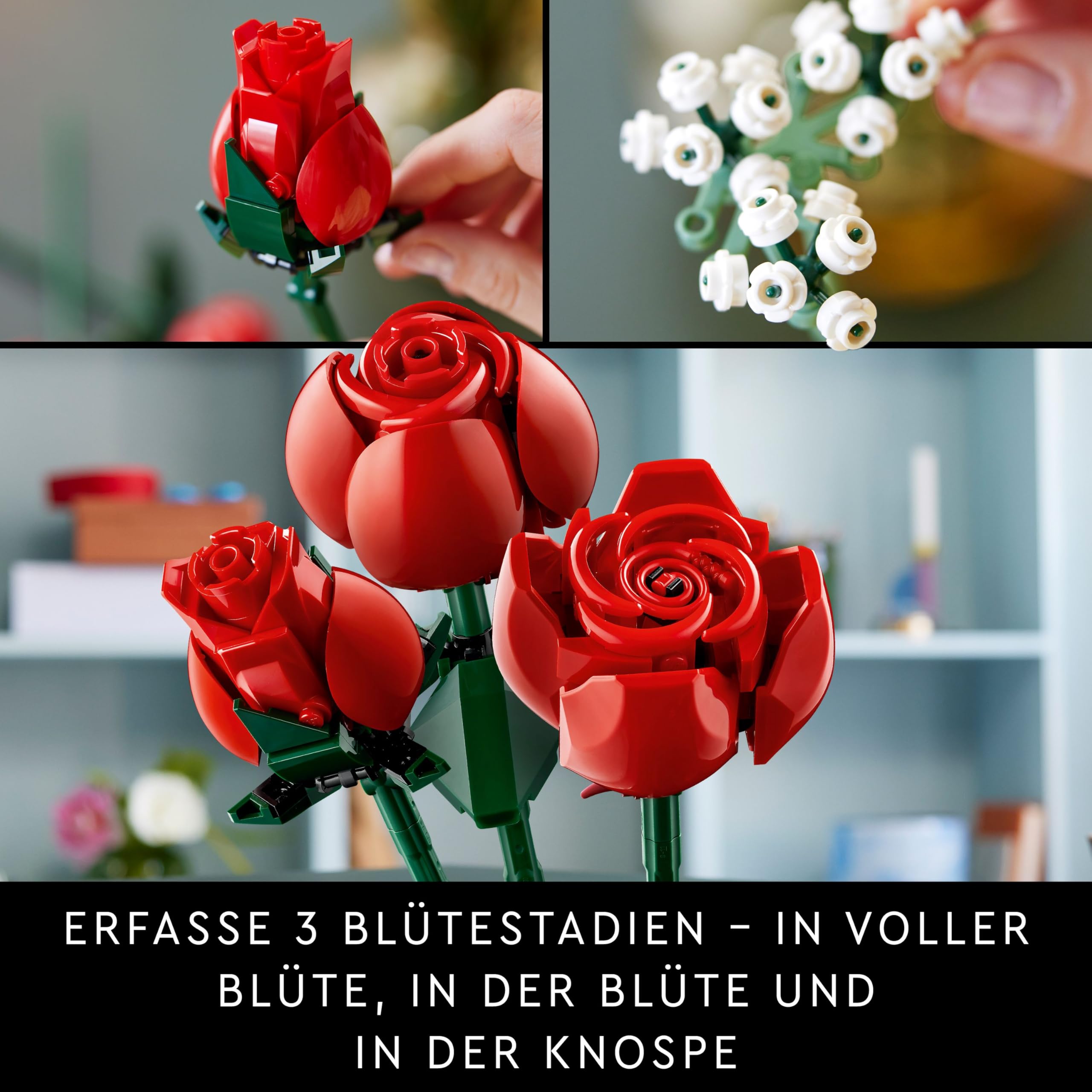 LEGO Bouquet di rose (10328) & Fiori dell’amicizia in regalo (30634), Icons, Collezione Botanica