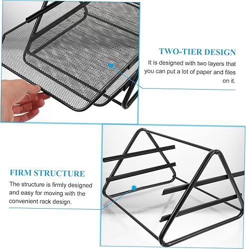 Miniatura 5 de Ciieeo 1 estante de archivos de papel para oficina en casa, bandeja apilable, organizador de bandeja de cartas, organizador de bandeja de cartas de