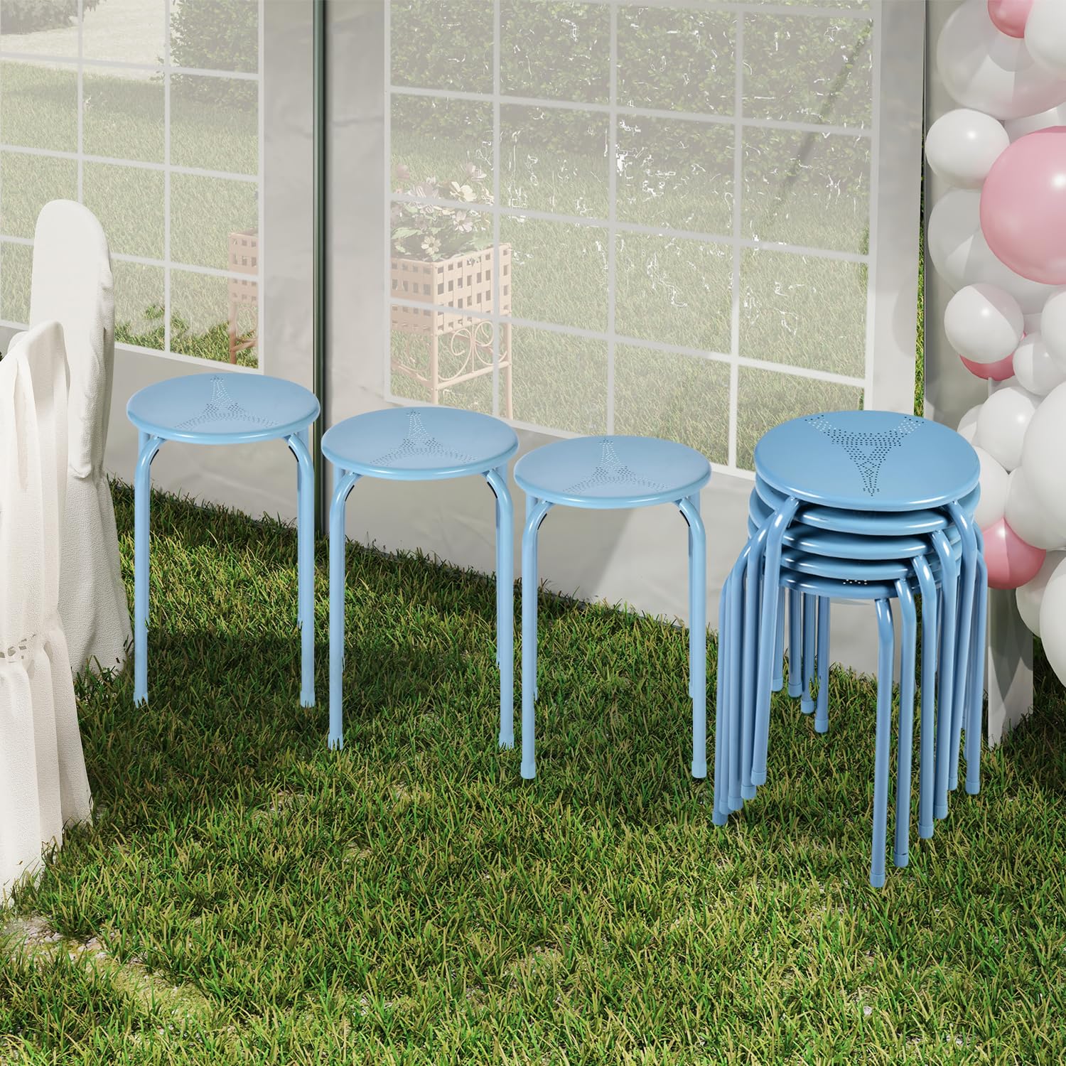 Backless Stackable Chair Snapklik.com : Stacking Stools, 16.5 Inch Height Stackable Stools Chair ...