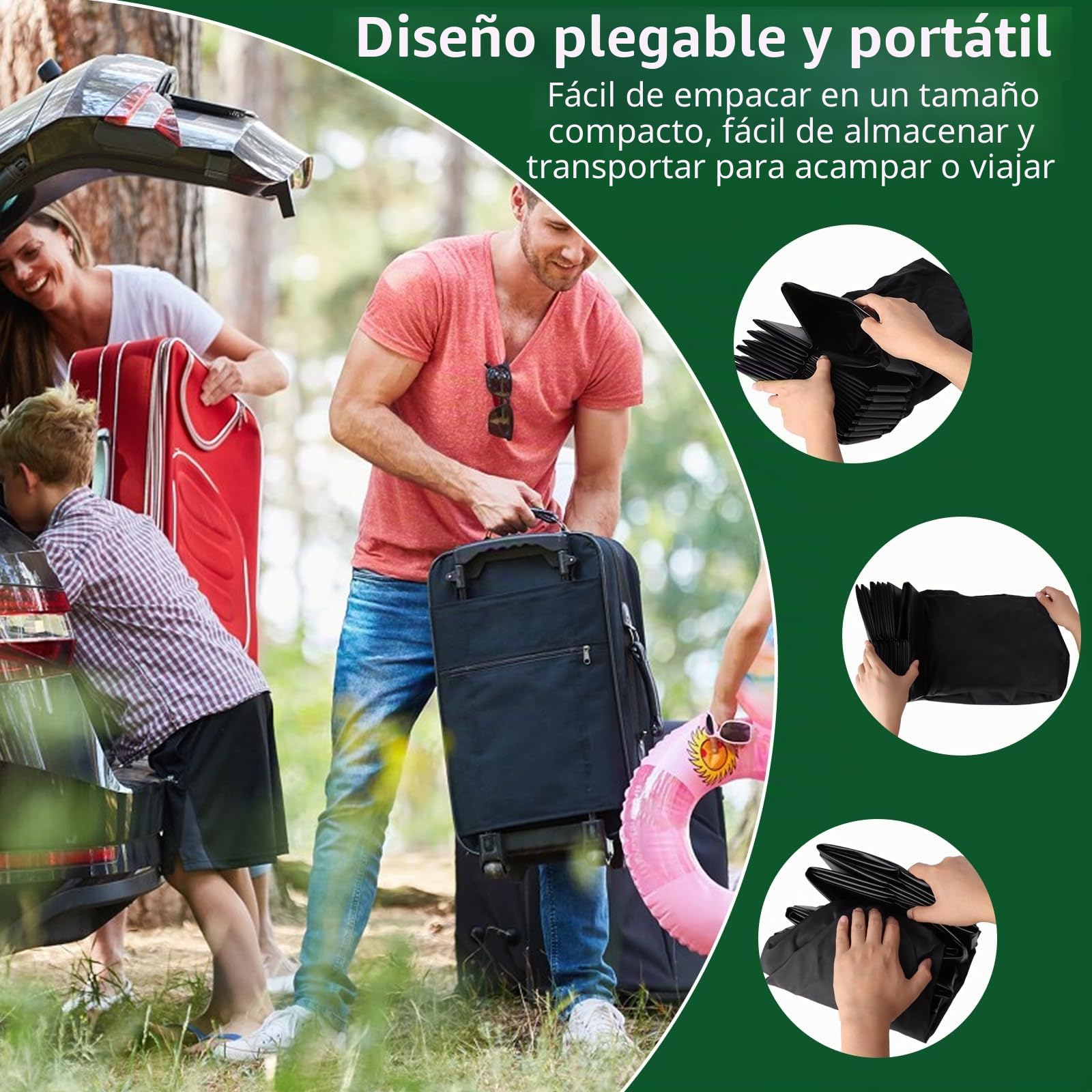 Base de Ducha Plegable, 104x104x13cm Gran Disco de Ducha portátil con Drenaje, Base de Ducha de Campamento, Base de toldo de Bandeja de Carpa Interior y Exterior
