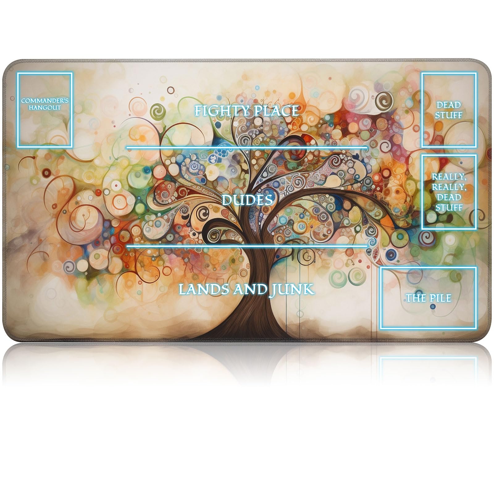 for MTG Game Playmat, for Magic TCG Rubber Play mat,Tabletop Card Playmats with Smooth Surface,Trading Card Inked Game Mat with White Zones,Battle Game,Art Tree