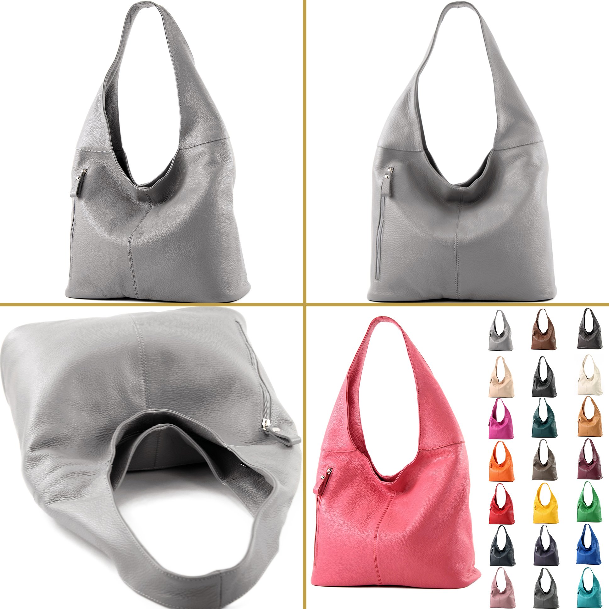 modamoda de - T166 - ital. Sac à bandoulière en cuir Grand format