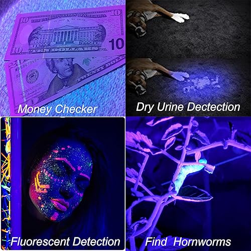 Miniatura 6 de EOWCO Linterna UV de 395 nm, mini detector de luz negra ultravioleta para orina seca de perro, manchas de mascotas, linterna de luz negra LED