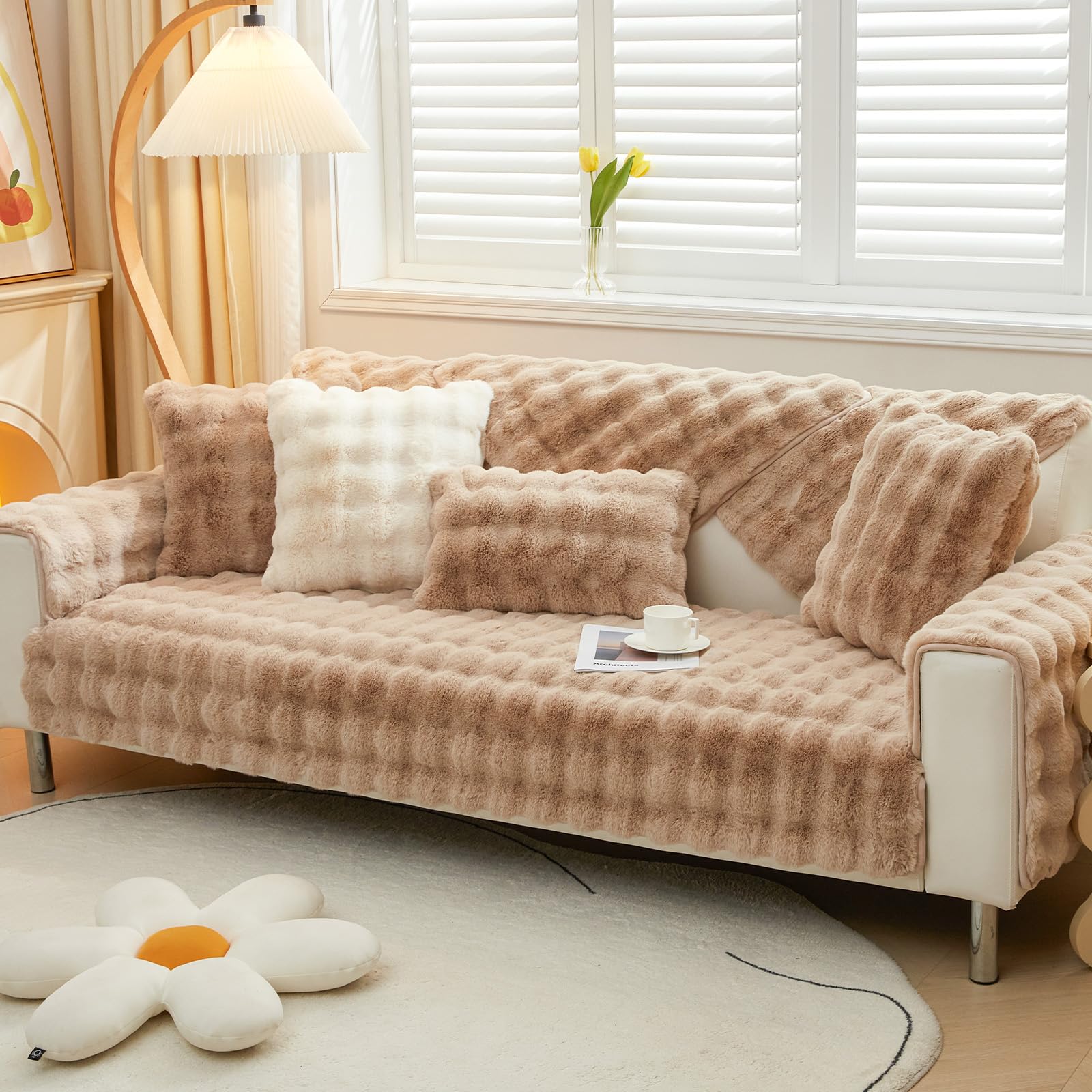 Royhom Flanell Sofa Überzug Waschbar - Rutschfester Sofaschoner Für 2-Sitzer