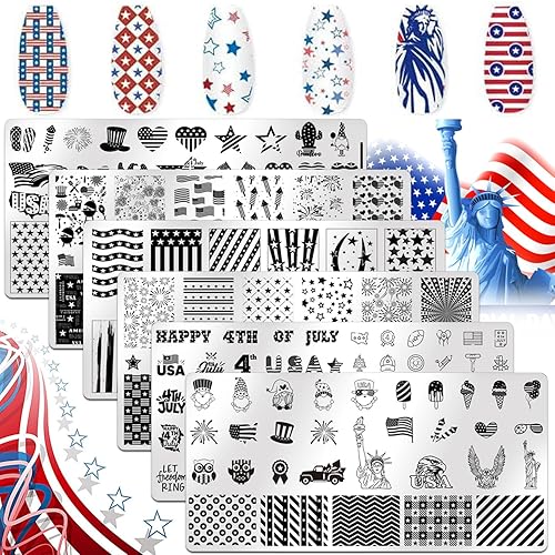 Miniatura 9 de SILPECWEE Juego de sellos de uñas de mariposa, diseño de lazo, diseño de lazo, plantilla de bricolaje, accesorios de manicura, 6 uds