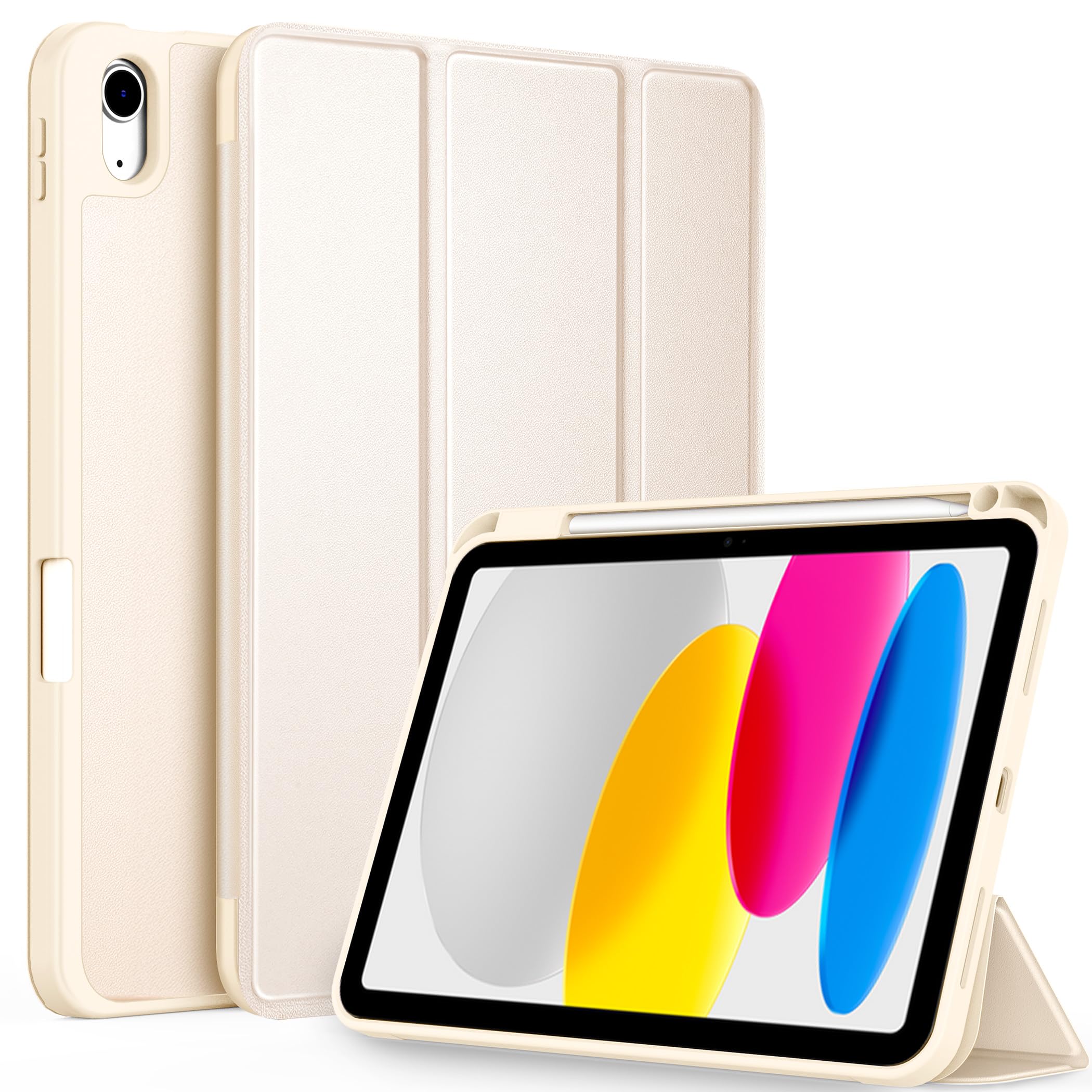 CACOE Hülle für iPad A16 11. Generation 2025 /ipad 10. Generation 10.9 Zoll mit Stifthalter, Dünne Weicher TPU Rückseite Schutzhülle mit Auto Schlafen/Wachen - Polarstern