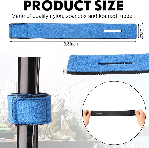 Miniatura 3 de 24 piezas en total, 12 fundas para caña de pescar y 12 correas de caña, calcetines de malla trenzada de 66.93 pulgadas, cubiertas de caña de pescar