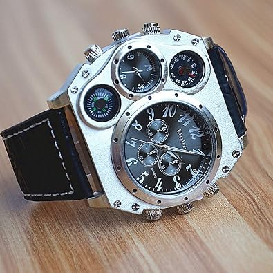 Avaner Men's Leather Wrist Watches: Oversized Big Face, Steampunk Retro