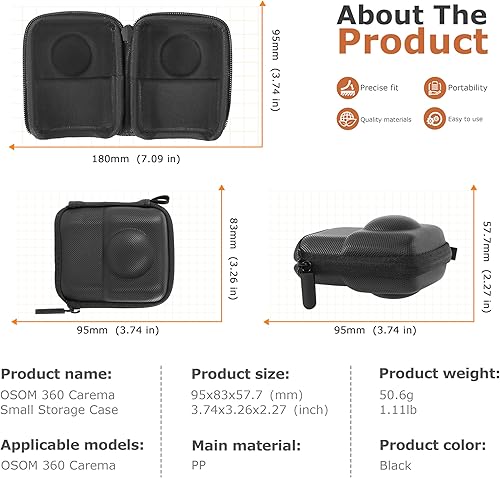 Miniatura 8 de STARTRC PHOTO Osmo 360 - Funda para lentes, bolsa de transporte compacta para accesorios DJI Osmo 360, protector de pantalla Osmo 360 para