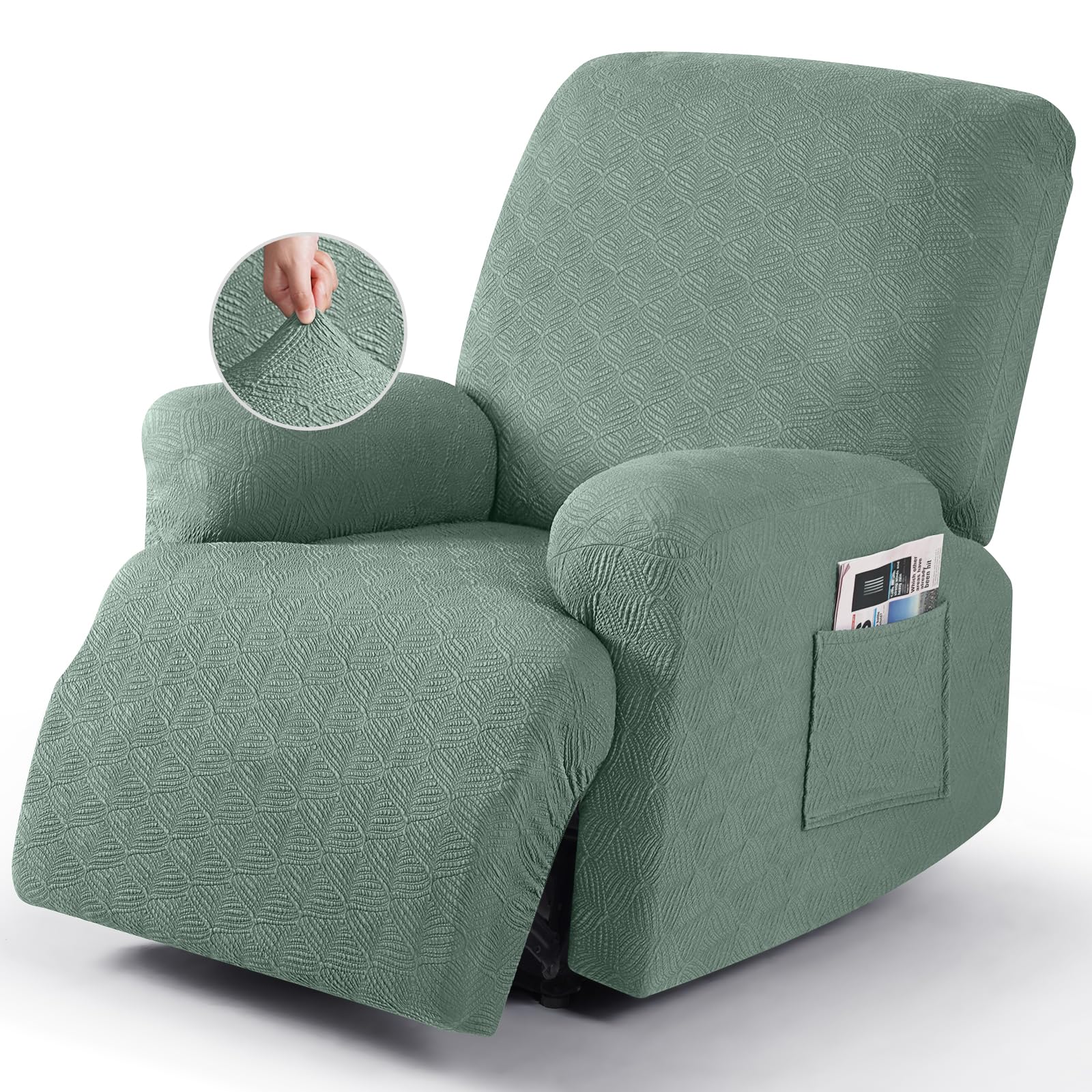 Timeles Recliner Covers Recliner Chair Covers Reclining Couch Covers Sofa Slipcovers Stretch Soft Washable (Single-Seater, Winter Mint)