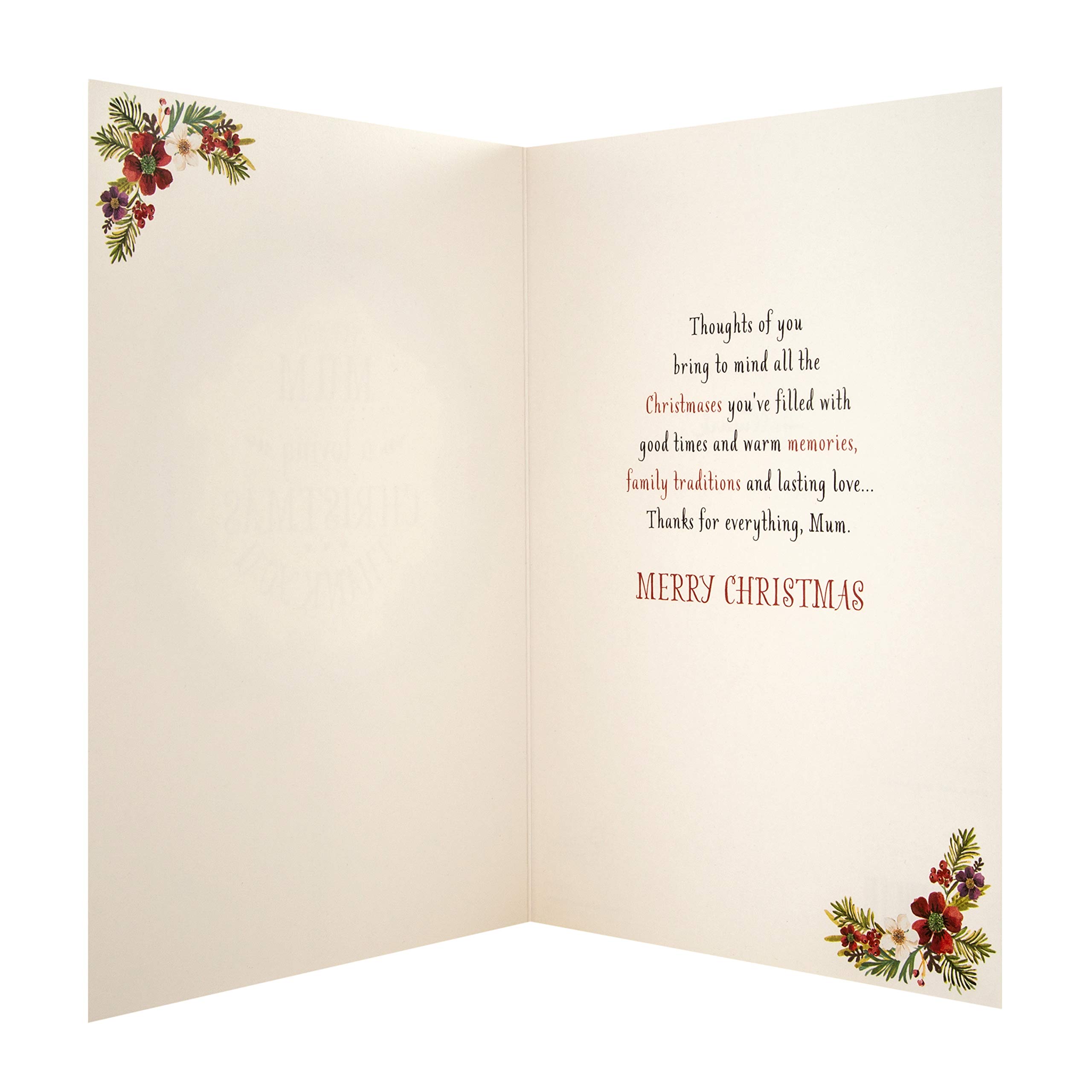 Hallmark Christmas Card for Mum - Traditional 3D Festive Wreath Design, Wreath Attachment Card, 22.8 cm x 15.9 cm - Image 4