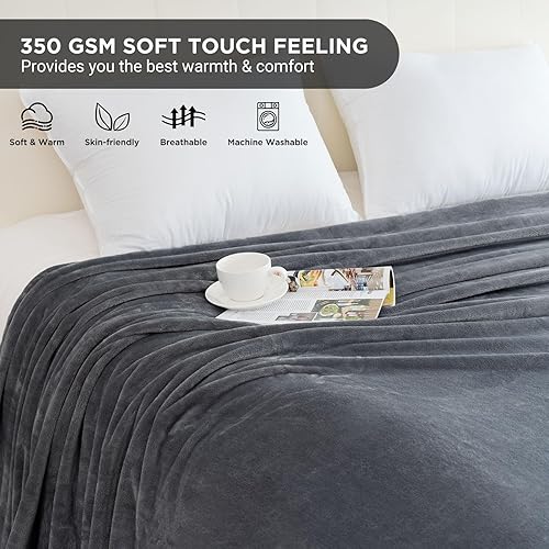 Miniatura 5 de HOMFINE Manta de forro polar extragrande King de 120 x 120 pulgadas, ultra suave, acogedora, cálida, gigante de 10 x 10 pies para cama, sofá,