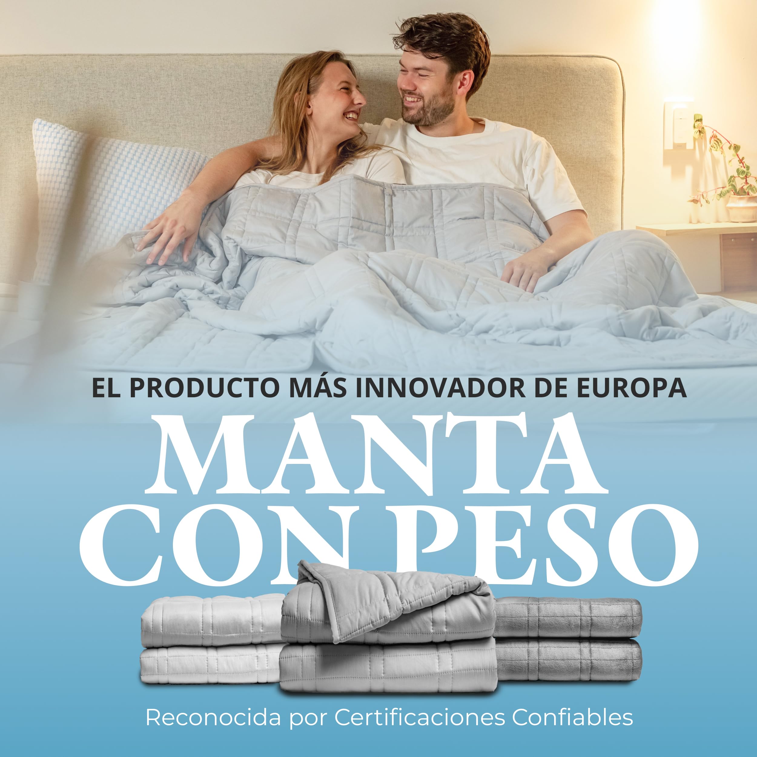 Ella Coperta ponderata per adulti 150x200 9kg - Coperta pesante rilassante per il sonno e antistress - 7 strati, perle di vetro ipoallergeniche, strato esterno in morbido cotone - Weighted Blanket
