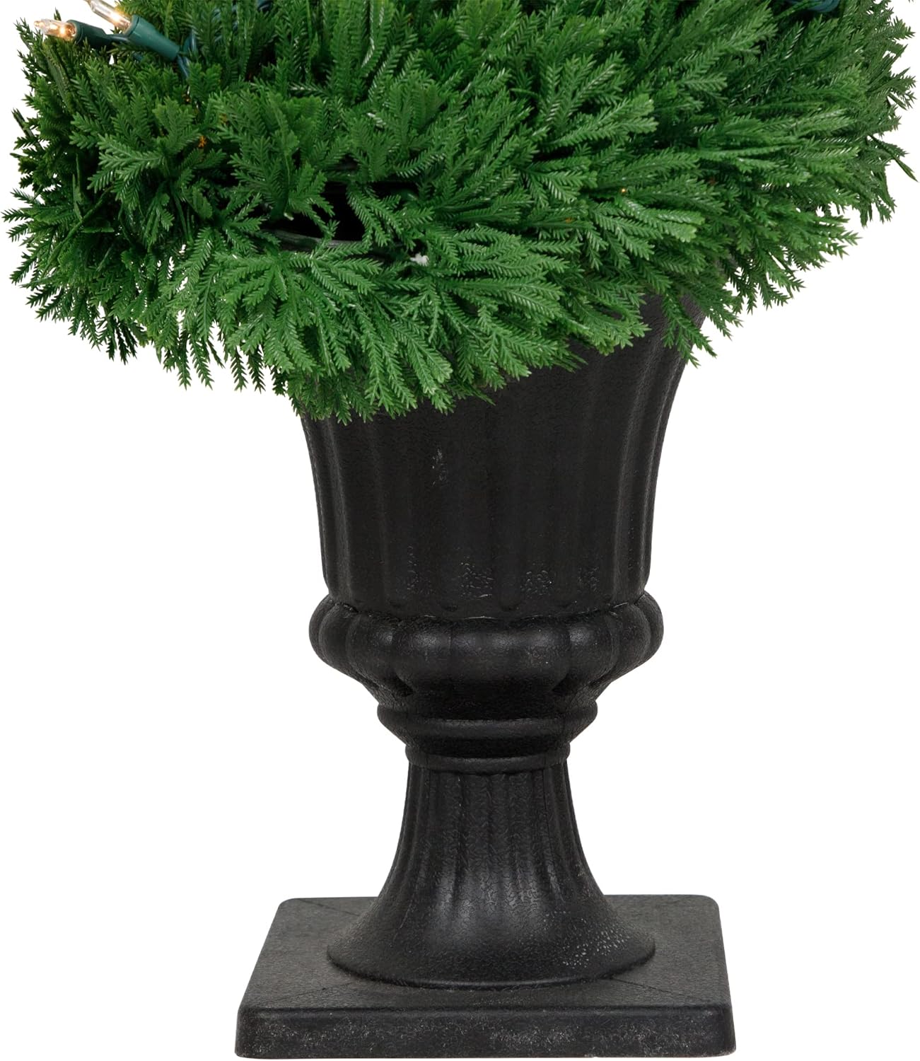 Northlight Pre-Lit Artificial Cedar Spiral Topiary Tree in Urn Style Pot Clear Lights, 5.5', Green