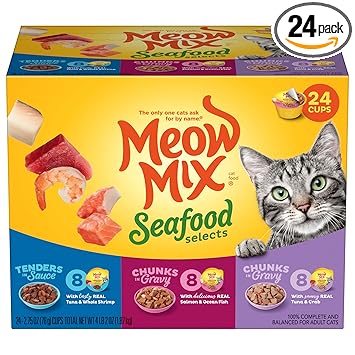 Meow Mix Seafood Selections Variety Pack Wet Cat Food, 2.75-Ounce (pack of 24)