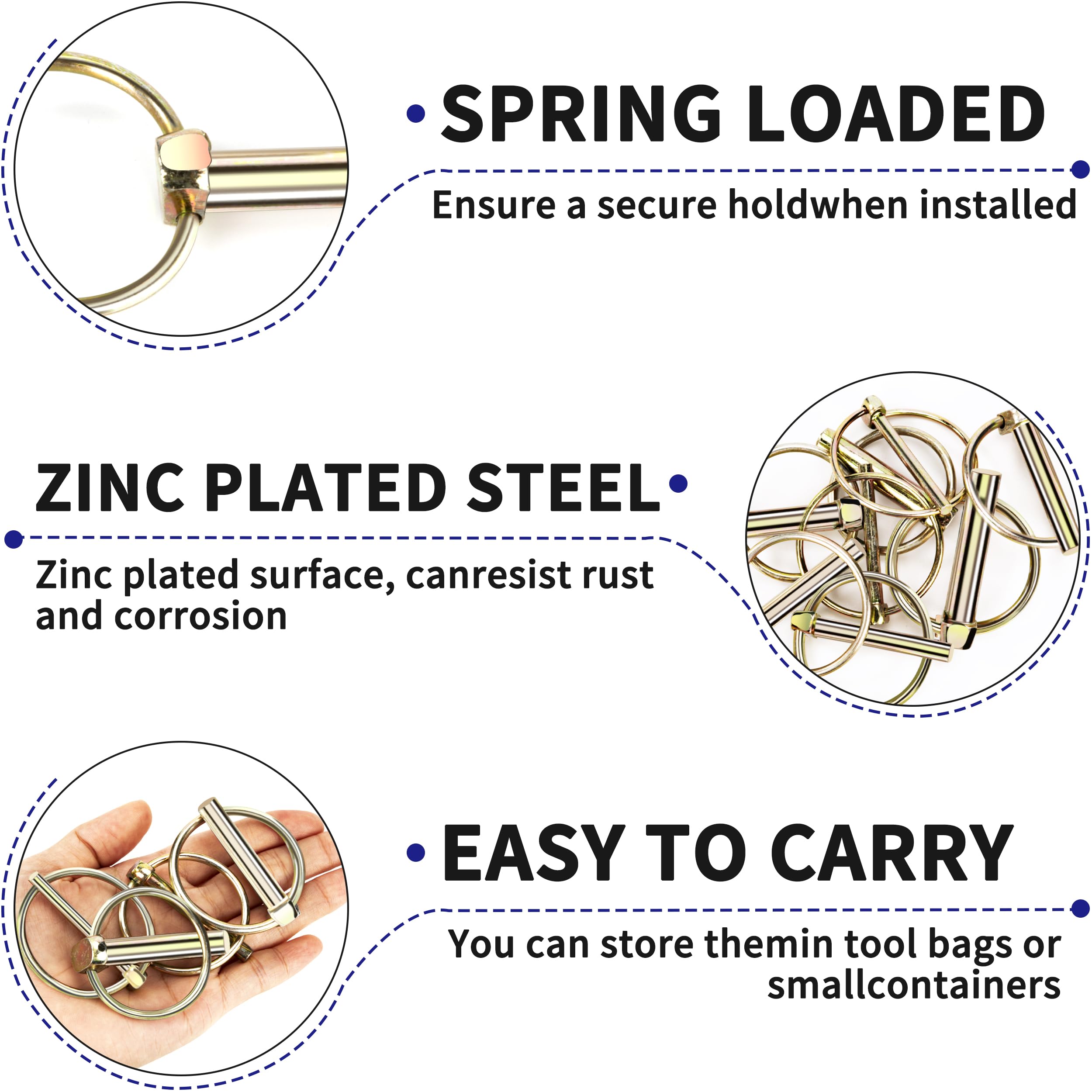 Colorich Sicherungsstifte 10x70mm - 4 Stück Verzinkt Für Traktor & Anhänger