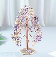 Vista 158 de Rose Quartz Gemstone Tree of LifeNatural Reiki Crystals Gemstone Chakra Tree for Positive Energy, Geode Agate Slice Base, Feng Shui Decor, Good