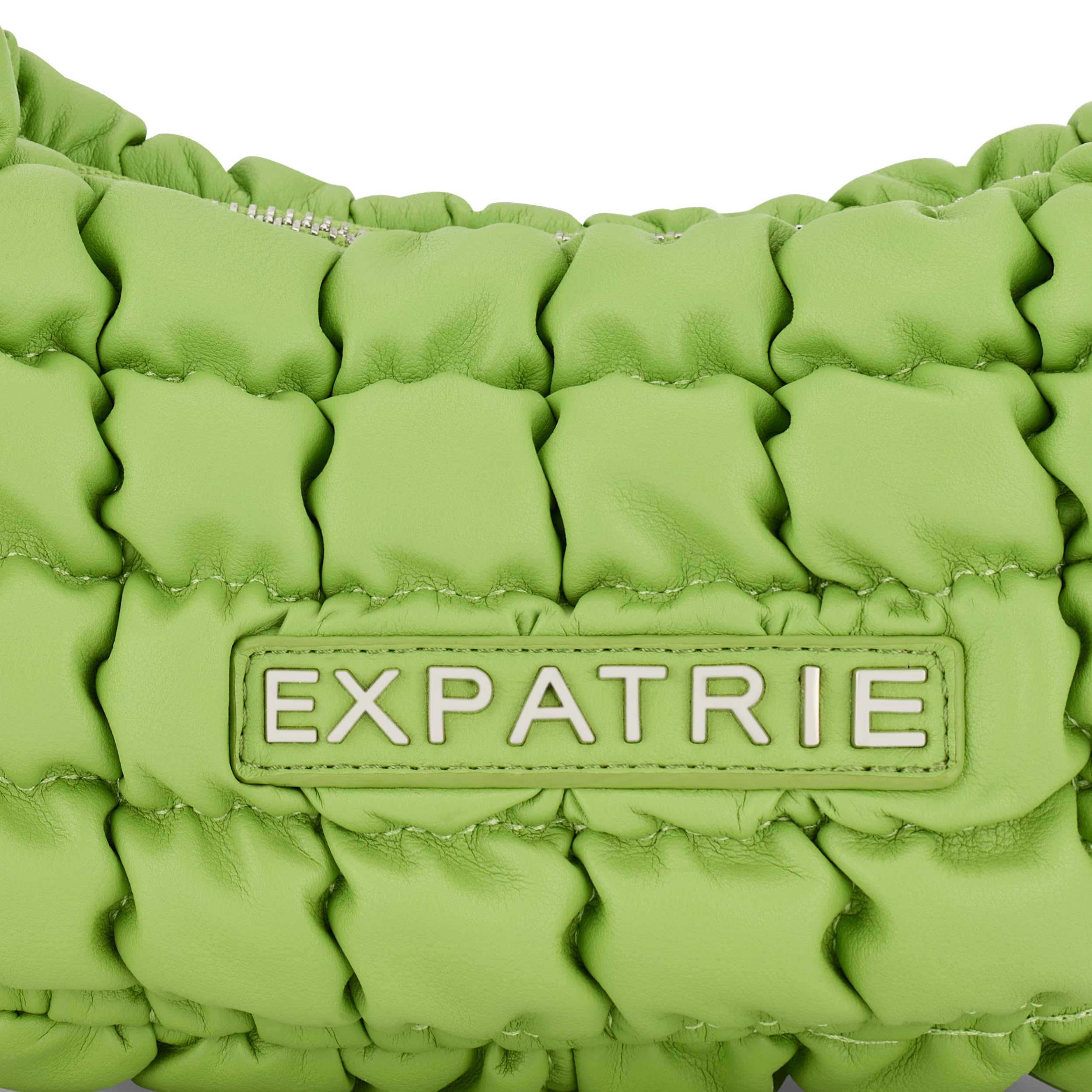 Expatrié Bolso de Hombro Mujer Verde - Pippa Small - Everyday Puffer Bag - Y2K Bolso Acolchado para Universidad, Trabajo, Ocio - Puffy Hobo Bag de Piel Sintética