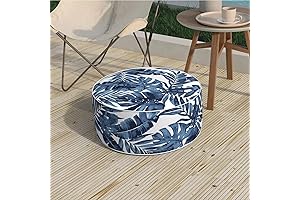 Palm Blue 21 Inch Outdoor or Indoor Easy Inflate Portable Blow up Foot Stool