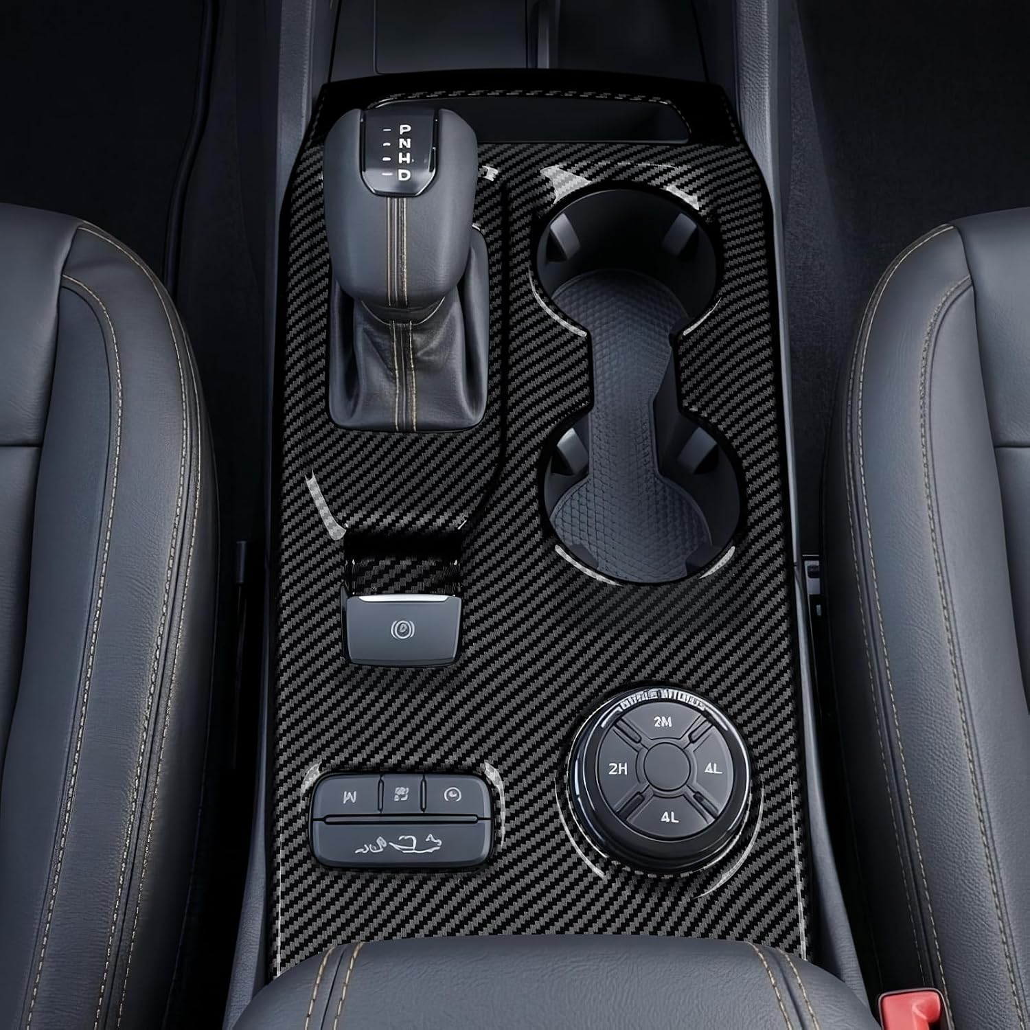 Car Gear Shift Control Panel Decals for Ford Ranger XL XLT Lariat Raptor 2024 2025 2026 2027 Accessories ABS Carbon Fiber Interior Sticker (Style B)