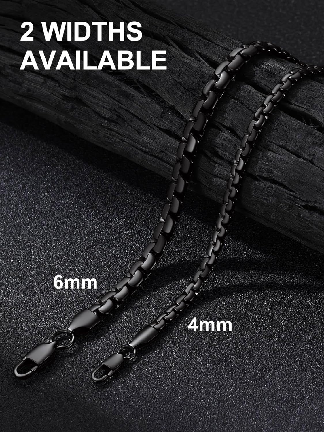 Suplight Stainless Steel Flat Link Chain Necklace 4mm/6mm Box Chains for Men Women Hip Hop Jewelry for Rapper 18"-30", Send Gift Box - Image 6