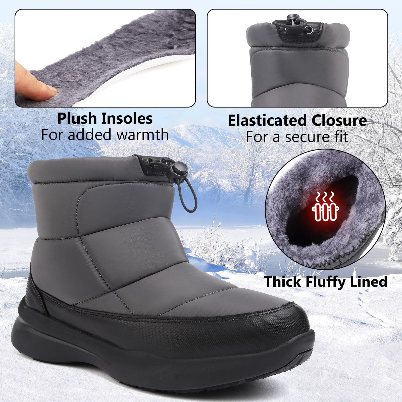 Hanani Stivali da Neve Uomo Invernali Stivaletti Foderato in Pelliccia Scarpe Comodo antiscivolo Caviglia Boots