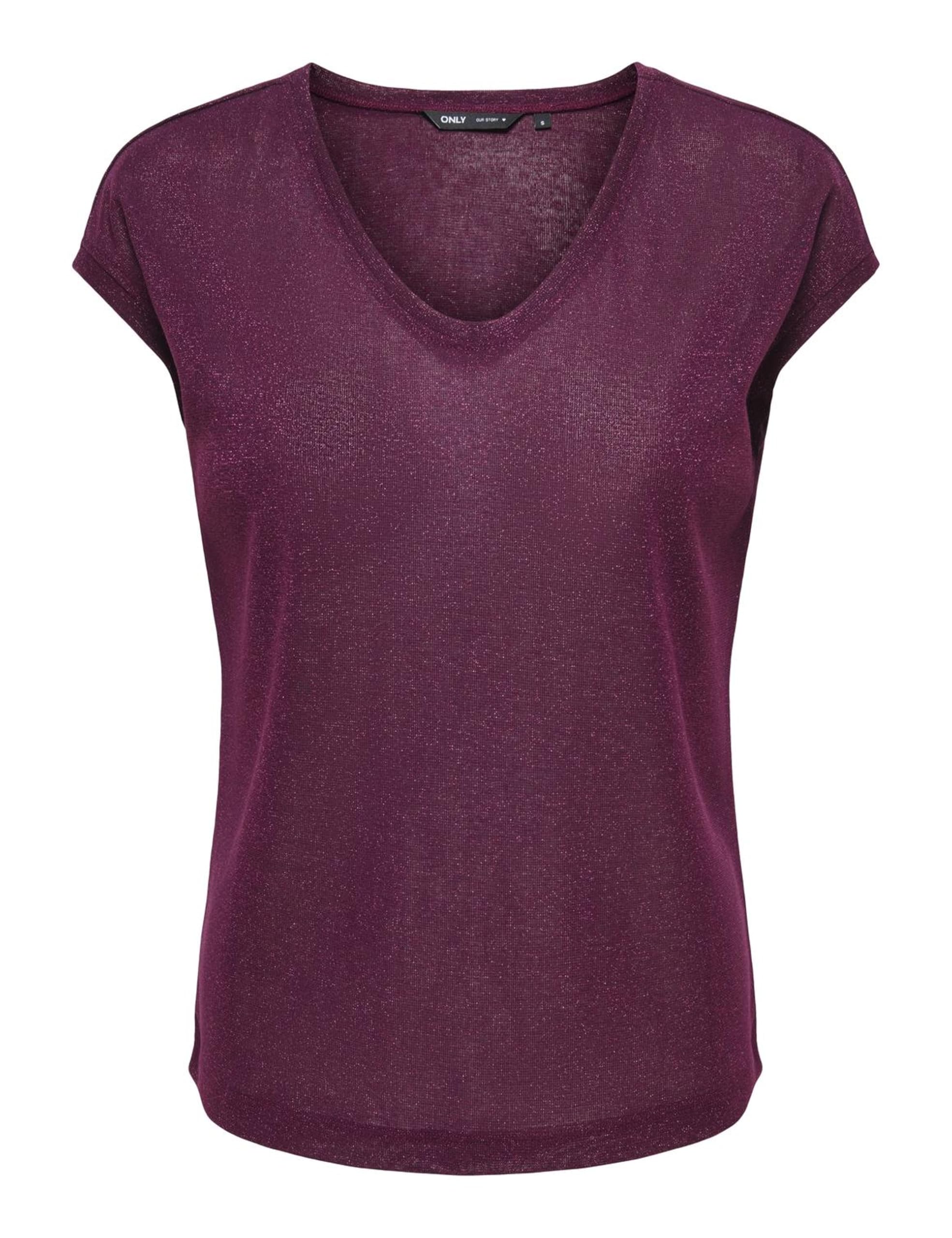 ONLY Onlsilvery S/S V Neck Lurex Top JRS Noos