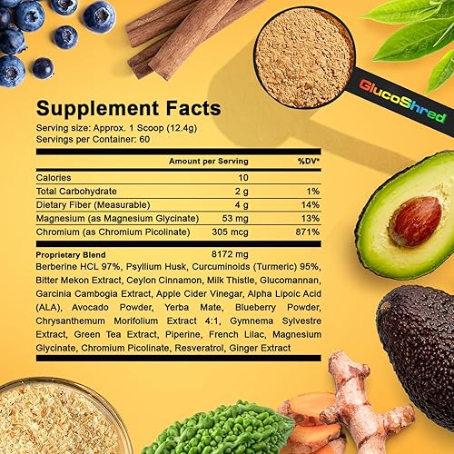 Miniatura 9 de Suplemento para el metabolismo y apoyo del azúcar en la sangre  con berberina, ALA, canela, cromo y más  Apoya la sensibilidad a la insulina, la