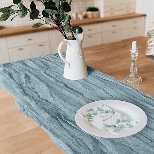 Miniatura 7 de Paquete de 6 caminos de mesa de gasa de Navidad de 10 pies para decoración de bodas, despedidas de soltera, baby shower, fiesta (35 x 120 pulgadas)