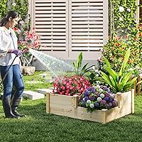 Vista 8 de S AFSTAR Cama de jardín elevada de 3 niveles, maceta elevada para exteriores, para verduras, frutas, hierbas, flores, kit de maceta de madera