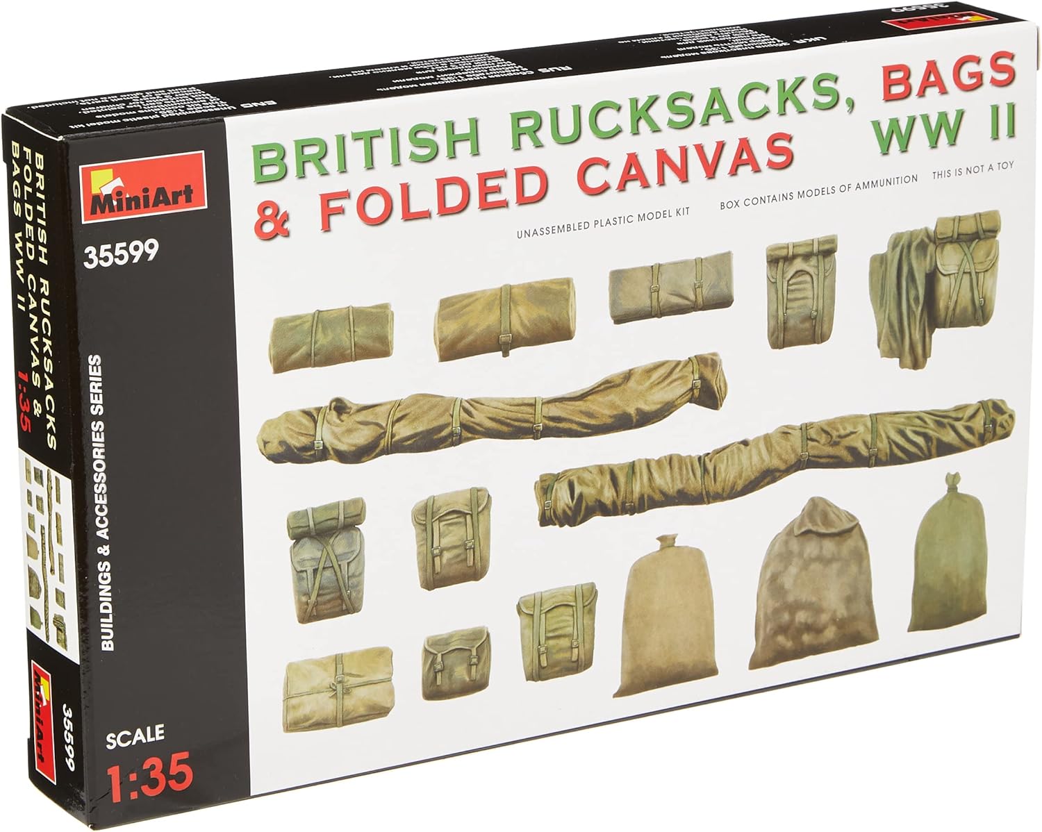 Miniart MA35599 1/35 British Military Backpack Bag Folding Canvas WWII Plastic Model