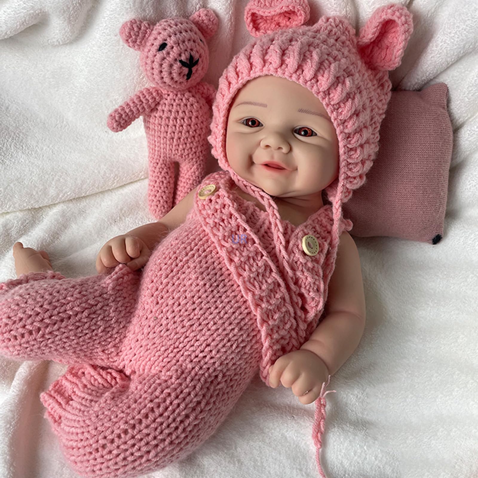 Muñeca Reborn de Silicona de 17 Pulgadas, Bebé Reborn Realista Cuerpo Completo, Muñeca de Silicona Blanda con Carita Sonriente para Niños y Coleccionistas