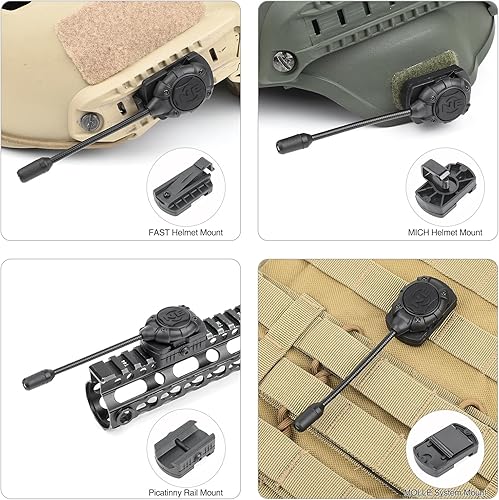 Miniatura 4 de NECARL Luz táctica para casco militar con lámpara LED blanca bajaalta, luz de señal de supervivencia con 4 accesorios de montaje para casco Mich