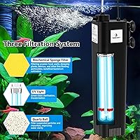 Vista 2 de fishkeeper Aquarium Filter U-V for 40-150 Gallon, 211 GPH Fish Tank Filter for Green Water and Algae Clean, Ultra Silent Submersible Pump Filter