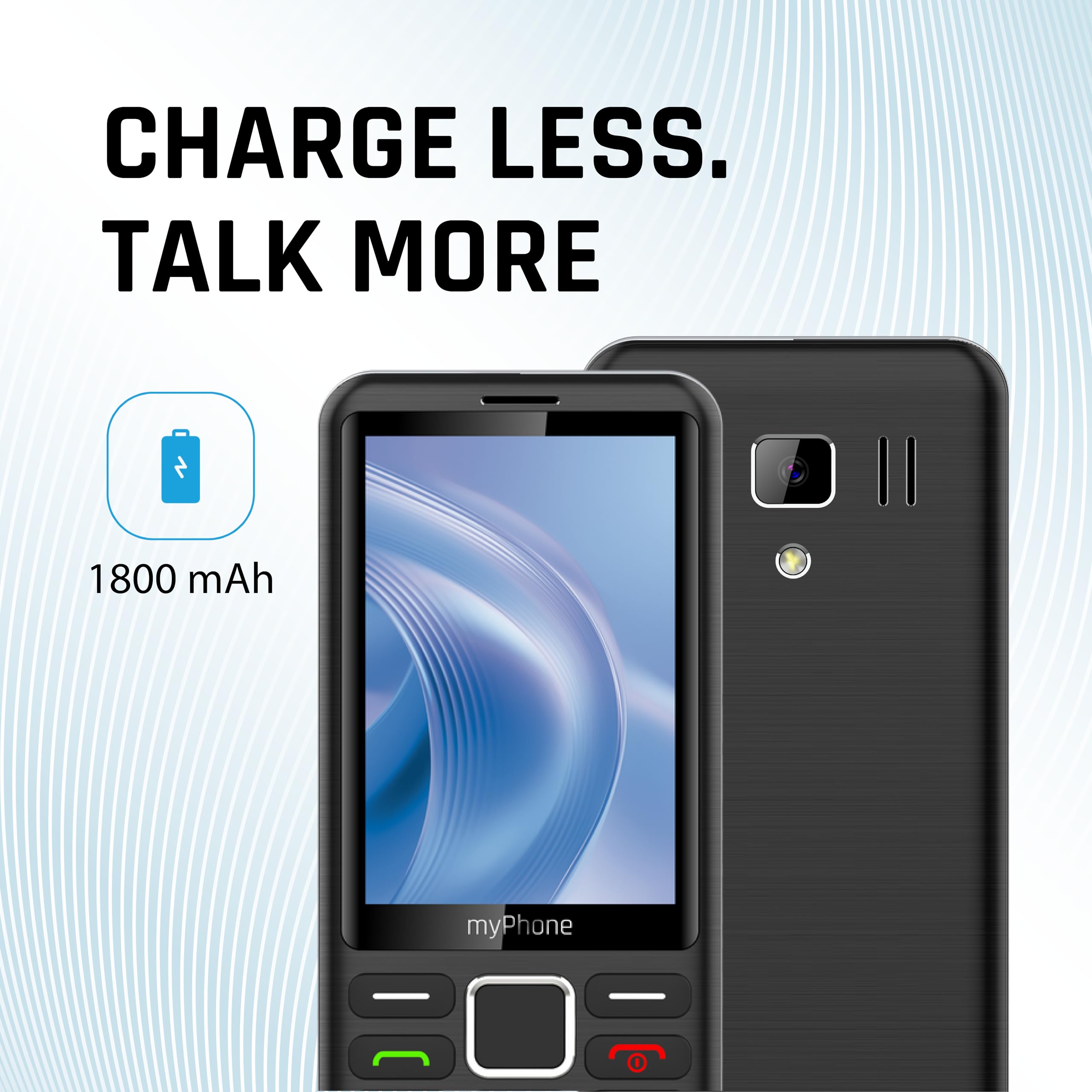 myPhone 3510 LTE telefon dla seniora bez abonamentu, 4G telefon z klawiaturą z 3,5 calowy wyświetlacz, duże przyciski, Dual SIM, długi czas pracy baterii