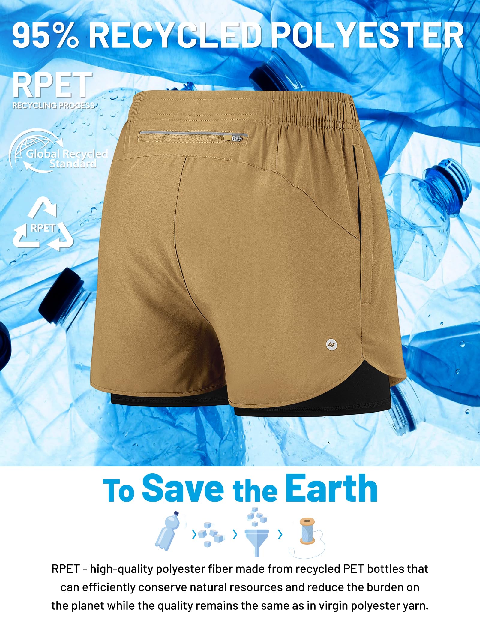 MIER Pantalones cortos de correr 2 en 1 para hombre con forro de 3 pulgadas, secado rápido, para gimnasio, entrenamiento, atléticos, con bolsillos