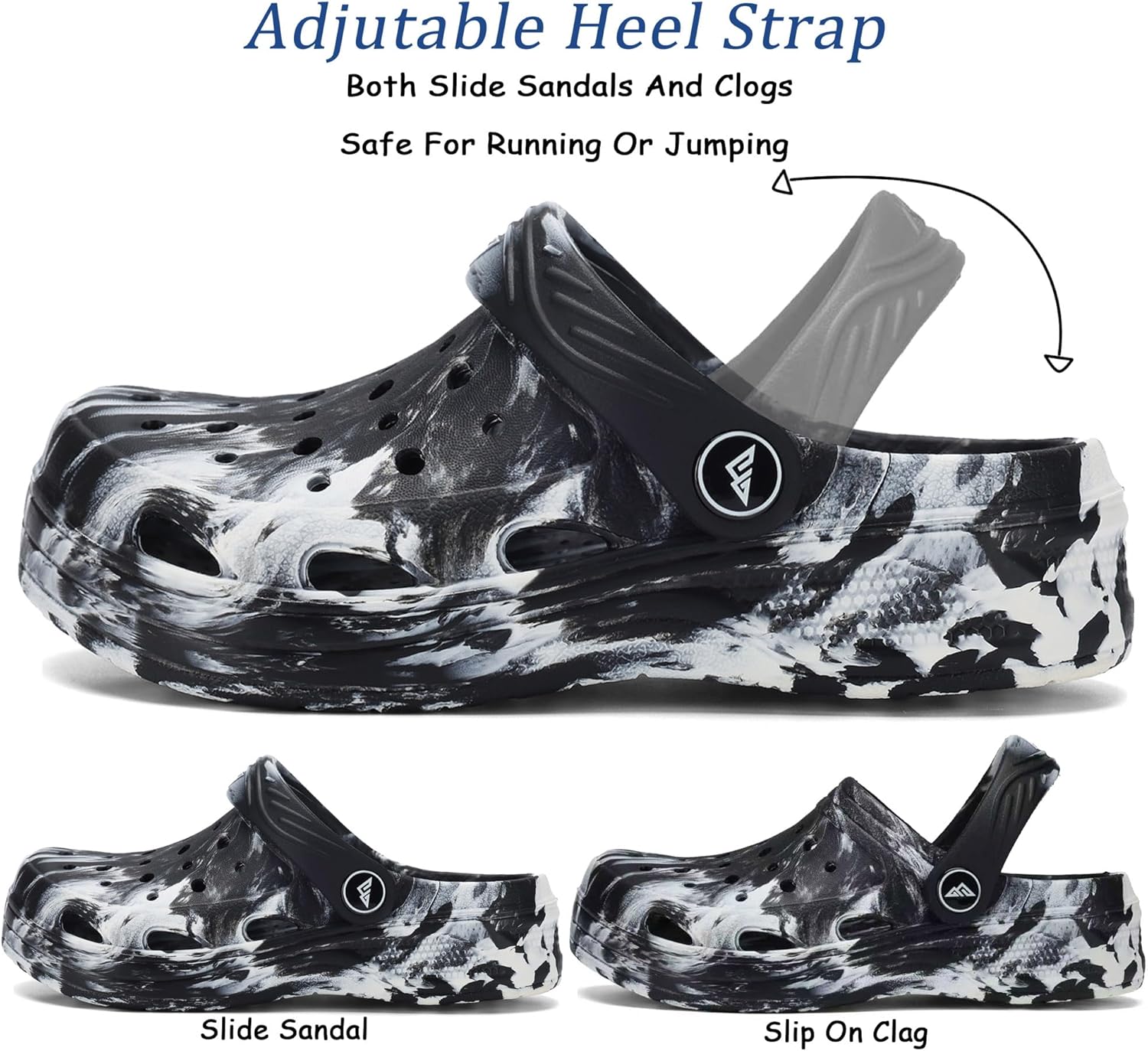 Boys Girls Camo Graphic Clog Beach Shoes Sandals Kids Clogs with Shoe Charm(Toddler/Little Kid/Big Kid)