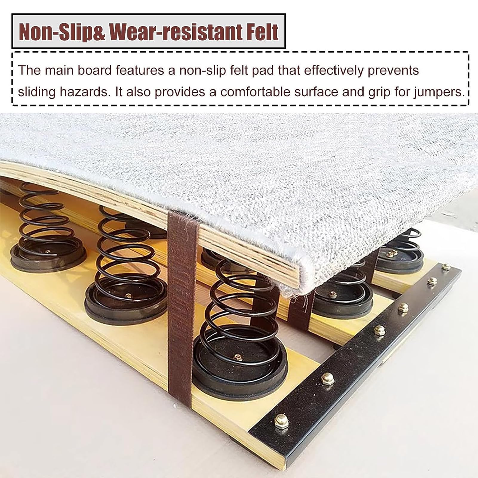 ZARBAILRE High Bounce Springboards, Vault Hard Wood Spring Floor Sport Equipment, Grey Gymnastics Springboard for Adults Gymnast, 9 Springs, Load 110kg / 250lbs