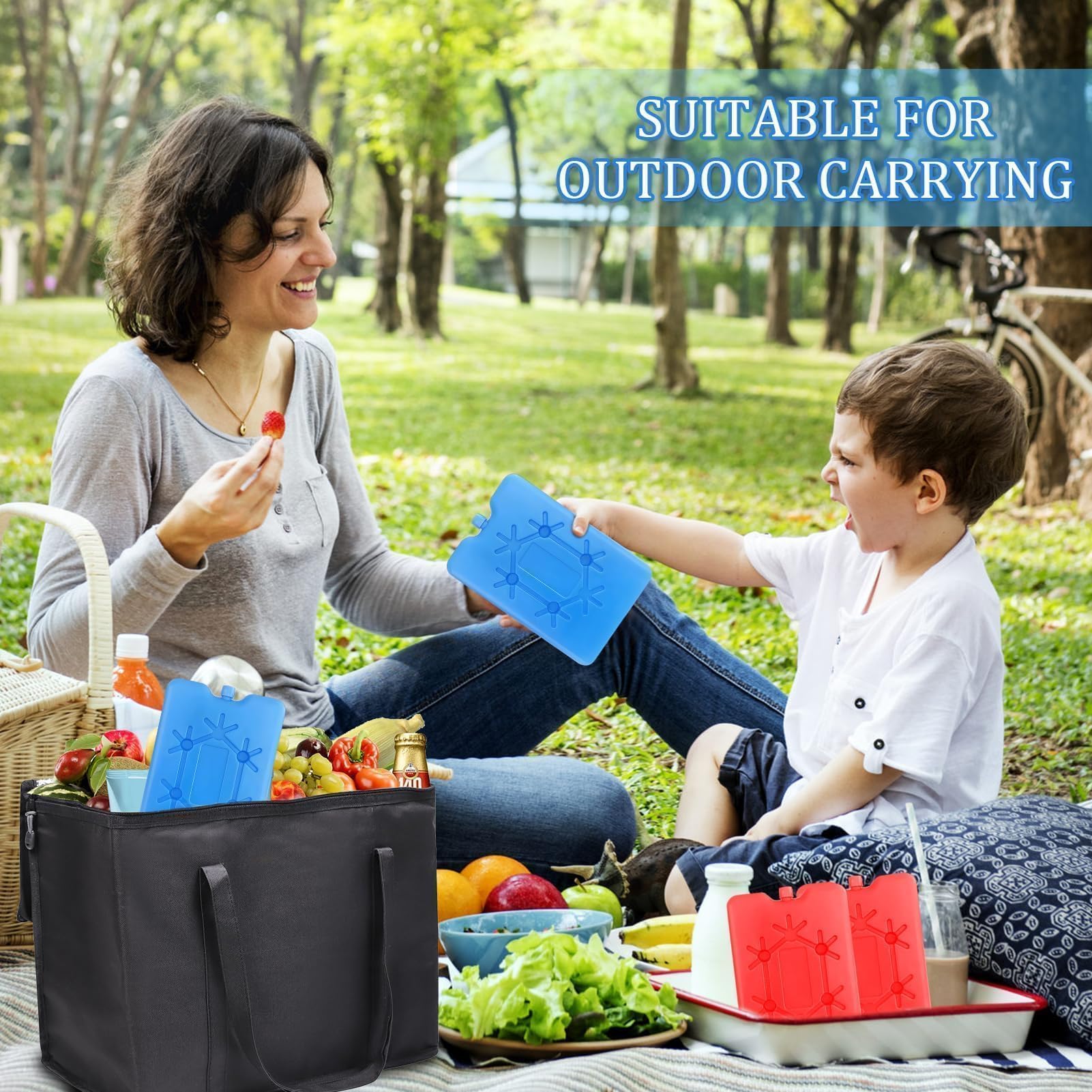 Ghiaccio per Borsa Termica, 4 Ogni 200 ml mattonelle Ghiaccio, Elementi refrigeranti, riutilizzabili, Extra Sottile e Lunga capacità di Raffreddamento per Viaggiare
